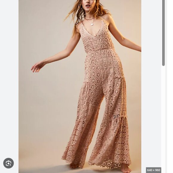 NWT "XL" Free People Yesenia Crochet Lace Jumpsuit - Picture 5 of 8